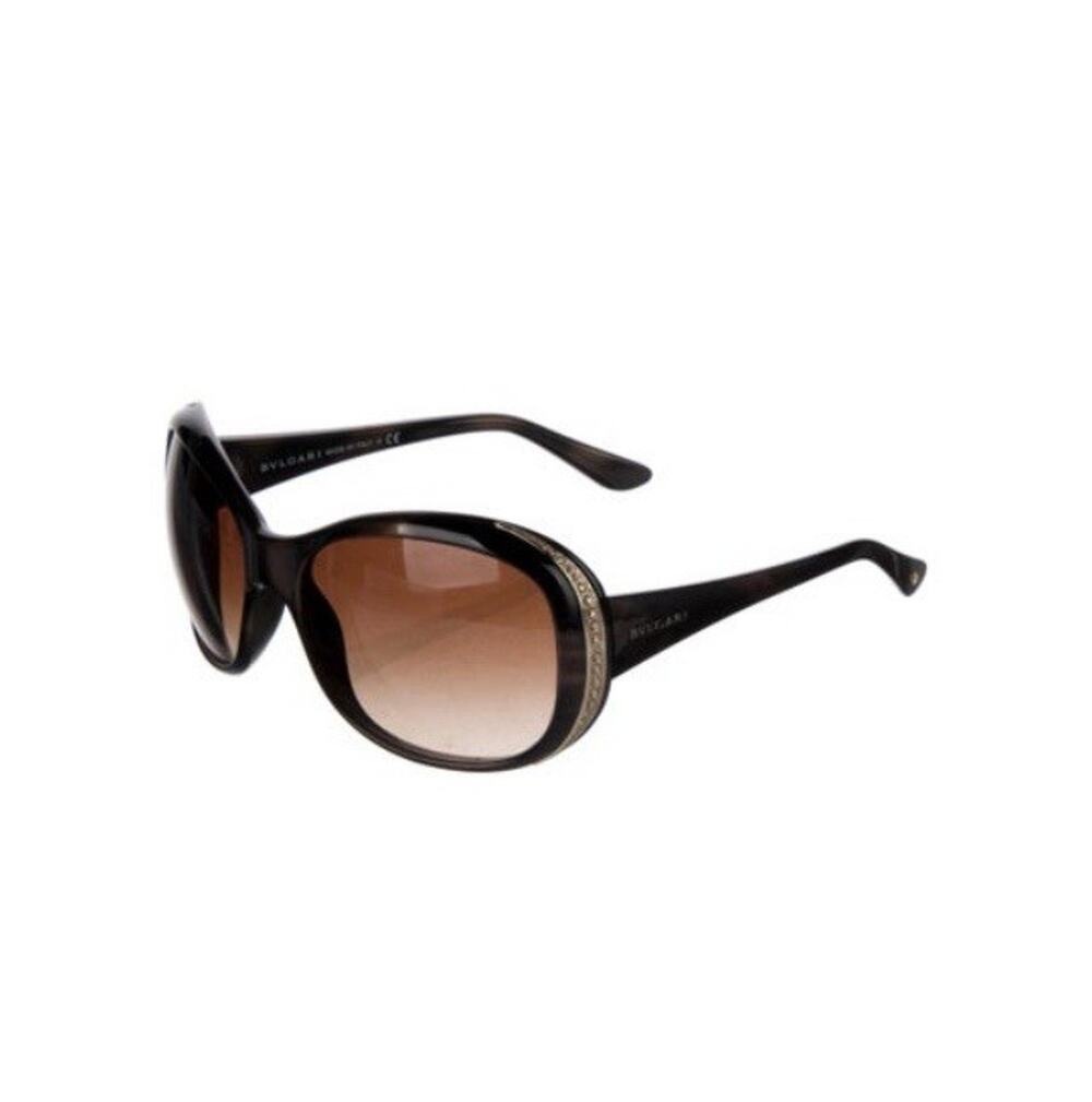 Bulgari Oversize Crystal Rhinestone Jackie O Style Sunglasses Tortoiseshell